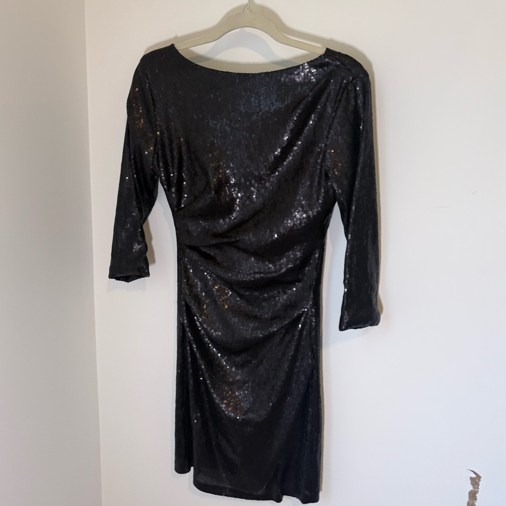 Parker Black Sequin Long Sleeve Dress